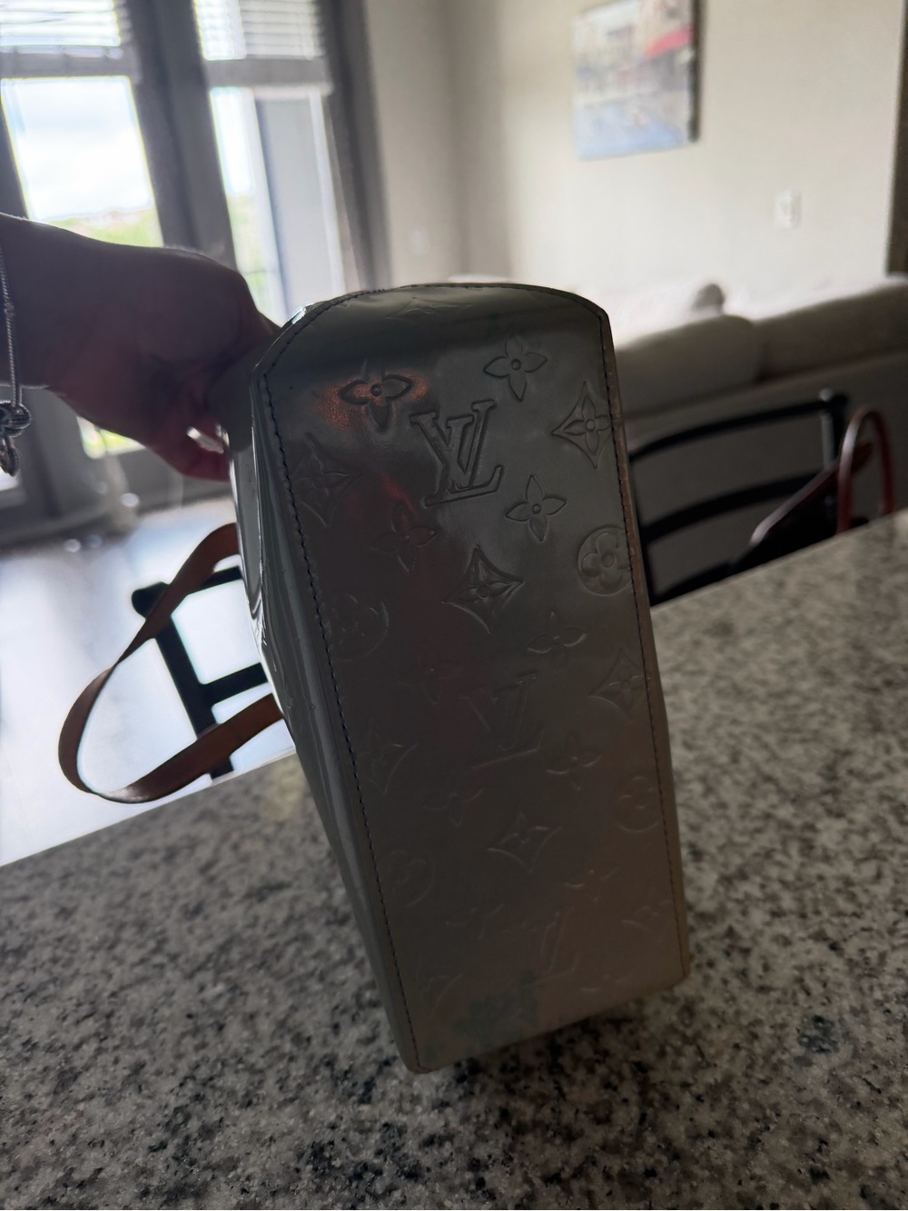 Louie Vuitton purse light metallic blue color - Picture 6 of 15